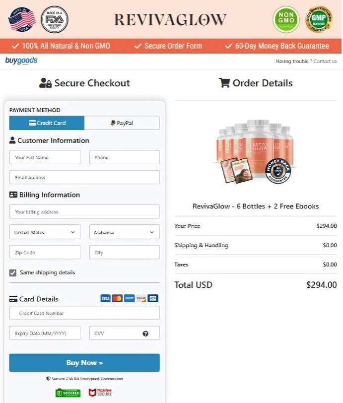 RevivaGlow Order Page